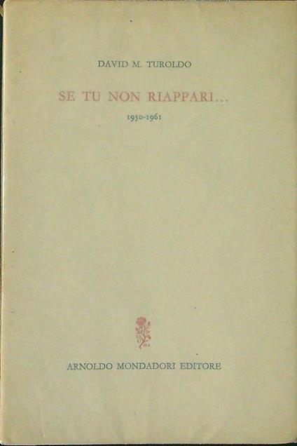 Se tu non riappari... - David M. Turoldo - copertina