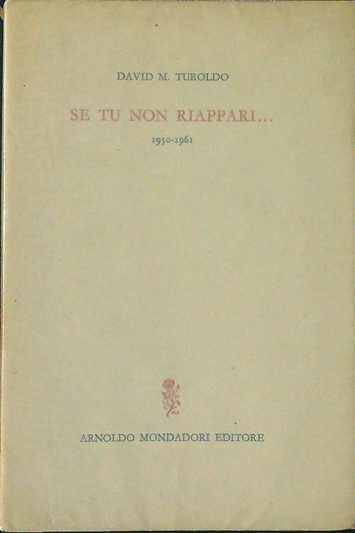 Se tu non riappari... - David M. Turoldo - copertina