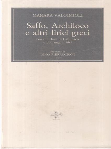 Saffo Archiloco e altri lirici greci - Manara Valgimigli - copertina