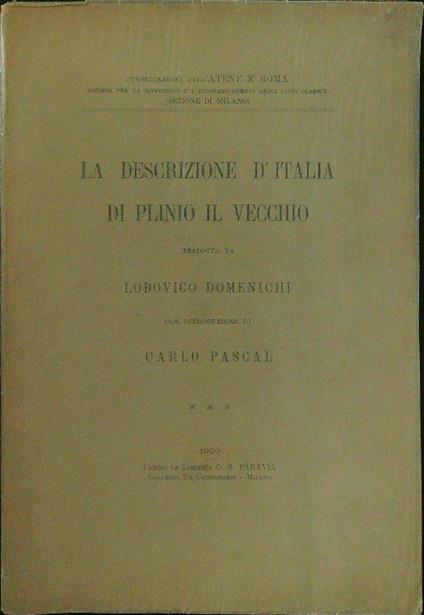 La  descrizione d'Italia di Plinio il vecchio - Lodovico Domenichi - copertina