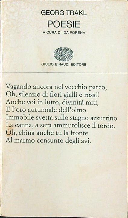 Poesie - Georg Trakl - copertina