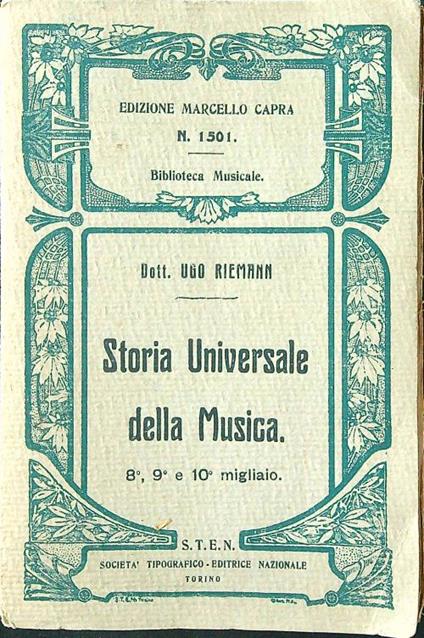 Storia universale della musica - Ugo Riemann - copertina