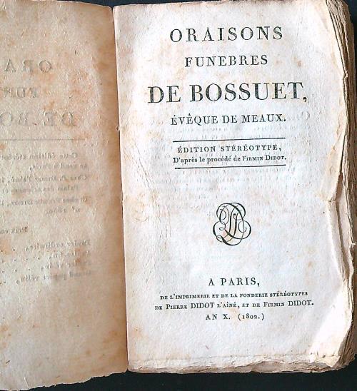 Oraisons funebres - Bossuet - copertina