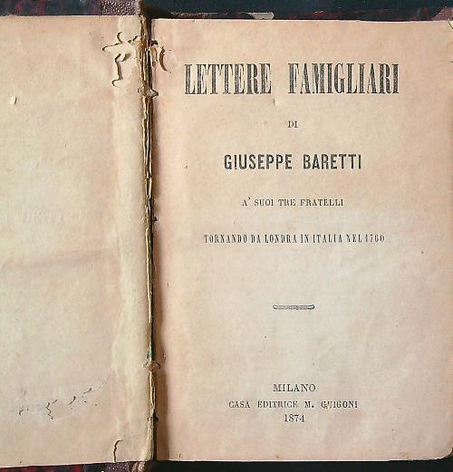 Lettere famigliari - Giuseppe Baretti - copertina