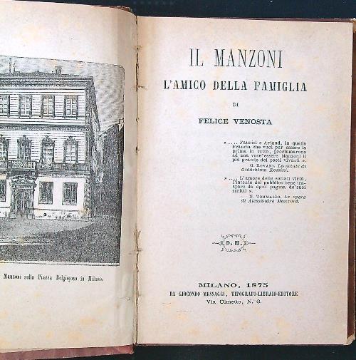 Il Manzoni l'amico della famiglia - Felice Venosta - copertina