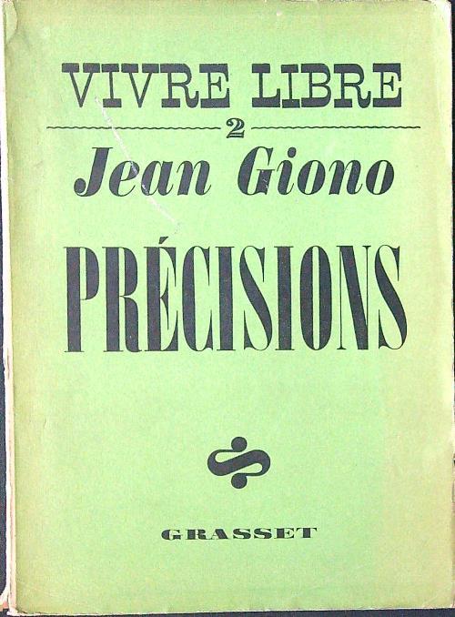 Precisions - Jean Giono - copertina