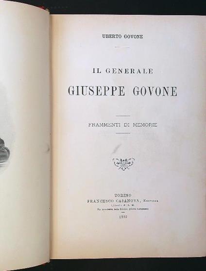 Il generale Giuseppe Govone - Uberto Govone - copertina