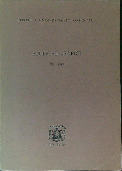 Studi Filosofici VII 1984 - copertina