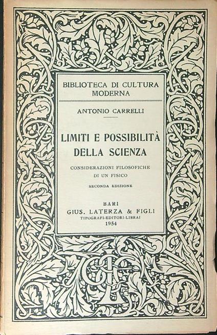 Limiti e possibilità della scienza - Antonio Carrelli - copertina