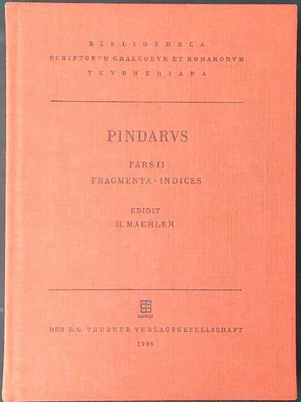 Pindarus Pars II - H. Maehler - copertina