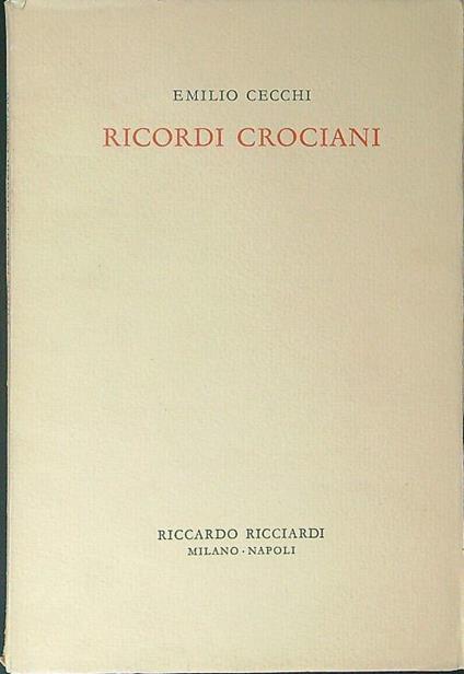 Ricordi crociani - Emilio Cecchi - copertina