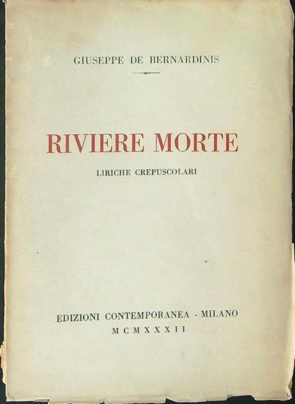 Riviere morte - Giuseppe De Bernardinis - copertina