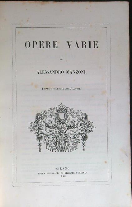 Opere varie - Alessandro Manzoni - copertina