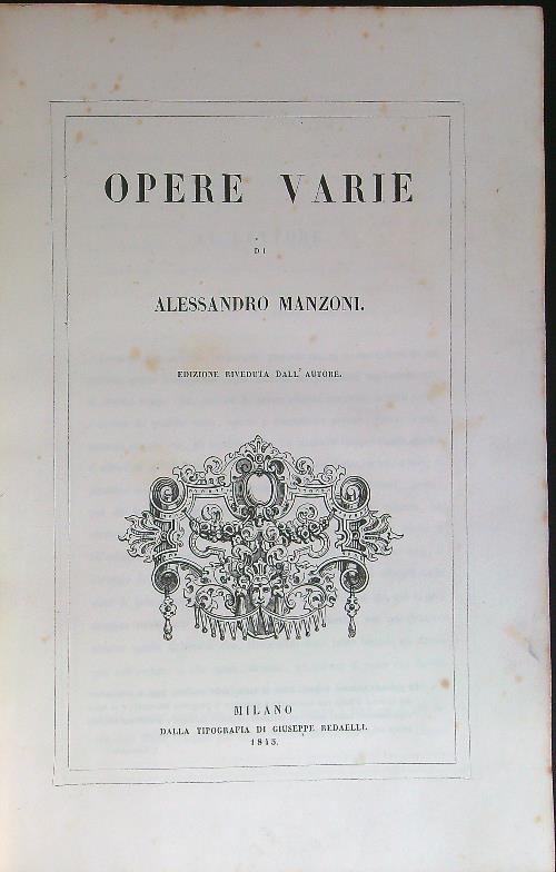 Opere varie - Alessandro Manzoni - copertina