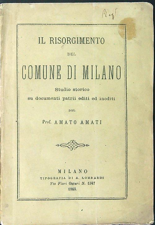 IlIl  Risorgimento del comune di Milano - Amato Amati - copertina