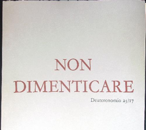 Non dimenticare Deuteronomio 25/17 - Mario De Micheli - copertina