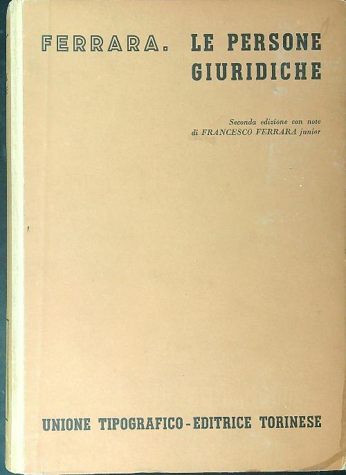 Le  persone giuridiche - Francesco Ferrara - copertina