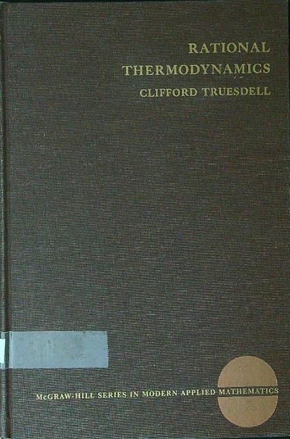 Rational thermodynamics - Clifford Truesdell - copertina