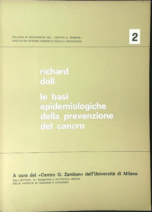 Le  basi epidemiologiche della prevenzione del cancro - Richard Doll - copertina
