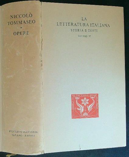 Opere - Niccolo' Tommaseo - copertina