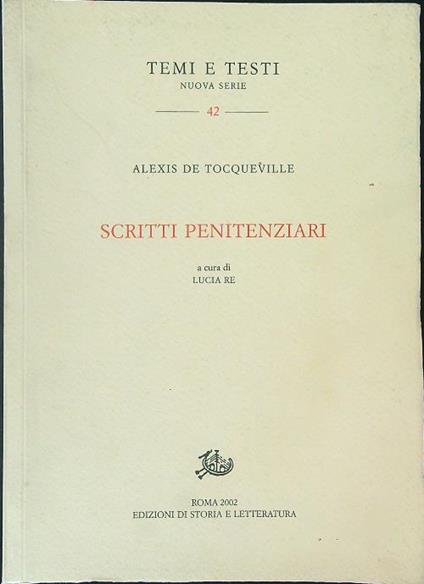 Scritti penitenziari - Alexis De Tocqueville - copertina
