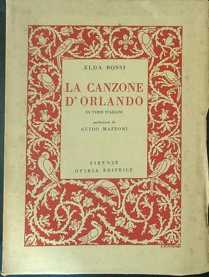 La  canzone d'Orlando - Elda Bossi - copertina