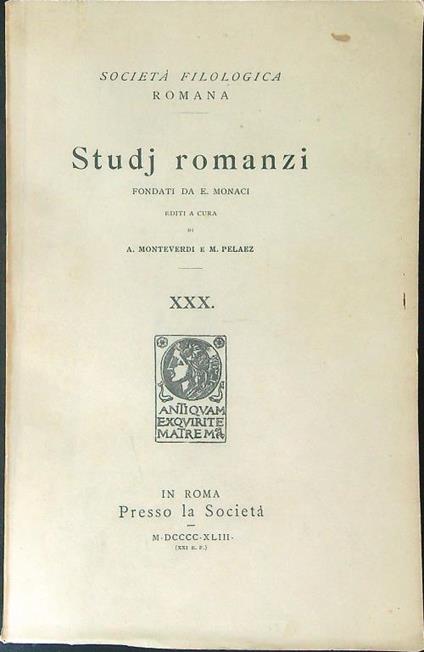Studj romanzi - A. Monteverdi - copertina