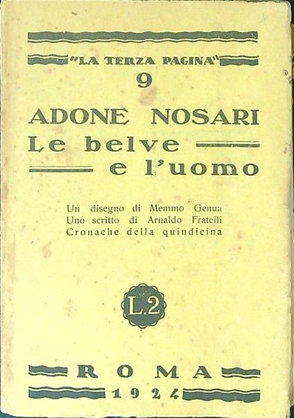 Le  belve e l'uomo - Adone Nosari - copertina