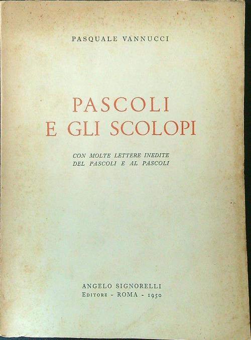 Pascoli e gli scolopi - Pasquale Vannucci - copertina