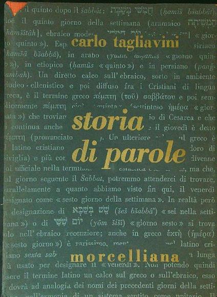 Storia di parole - Carlo Tagliavini - copertina