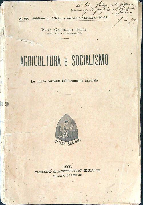 Agricoltura e socialismo DA RILEGARE - Gerolamo Gatti - copertina