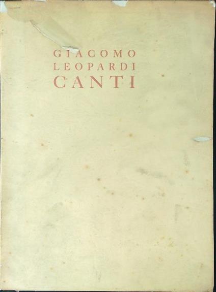Canti - Giacomo Leopardi - copertina