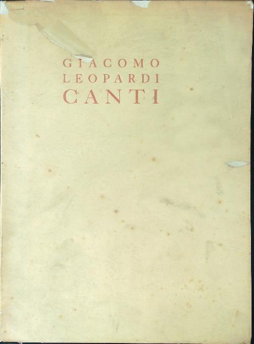 Canti - Giacomo Leopardi - copertina