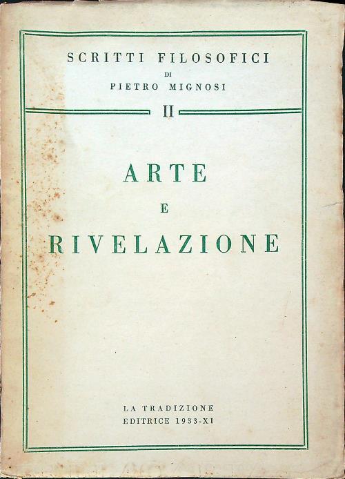 Arte e rivelazione   - Pietro Mignosi - copertina
