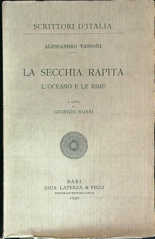 La secchia rapita - L'Oceano e le Rime  - Alessandro Tassoni - copertina