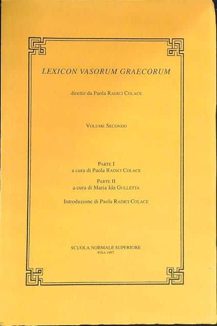 Lexicon vasorum graecorum. Vol. 2 - copertina