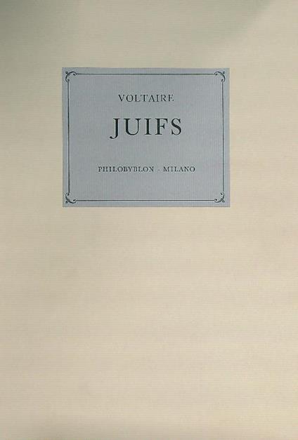 Juifs - Voltaire - copertina