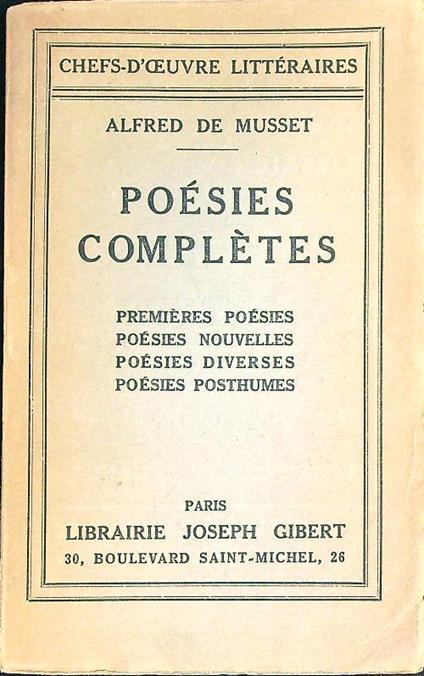 Poesies completes - Alfred De Musset - copertina