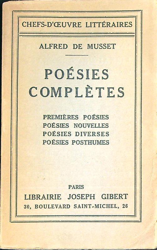 Poesies completes - Alfred De Musset - copertina