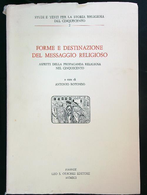 Forme e destinazione del messaggio religioso - Antonio Rotondo - copertina