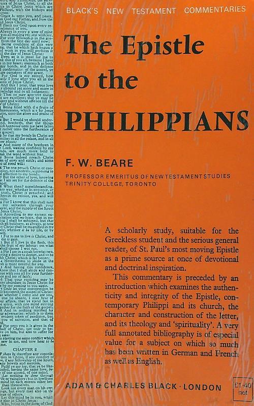 The Epistle to the PhilippianS - F. W Beare - copertina