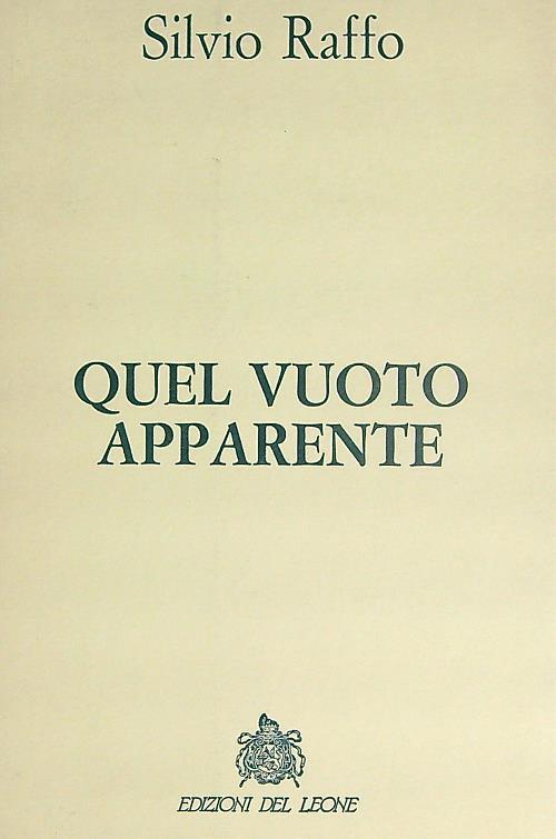 Quel vuoto apparente  - Silvio Raffo - copertina