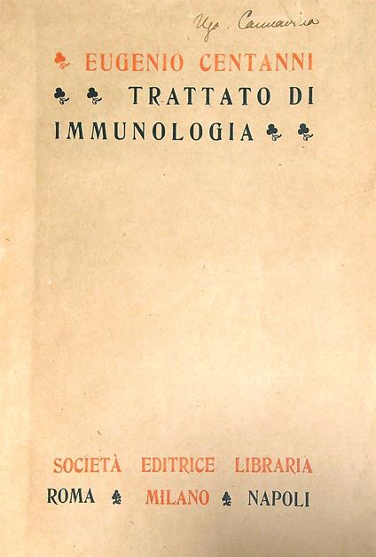 Trattato di immunologia   - Eugenio Centanni - copertina