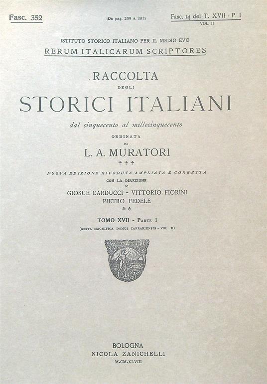 Raccolta degli Storici Italiani Fasc 352 - L.A. Muratori - copertina
