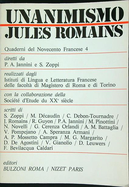 Unanimismo : Jules Romains - copertina