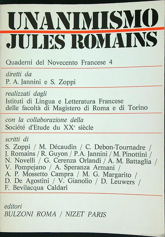 Unanimismo : Jules Romains - copertina