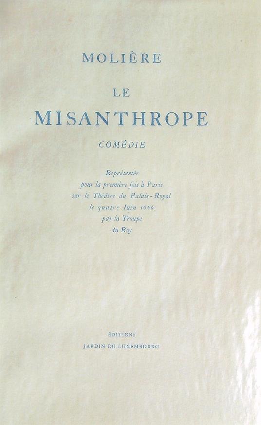 Le Misanthrope - Molière - copertina