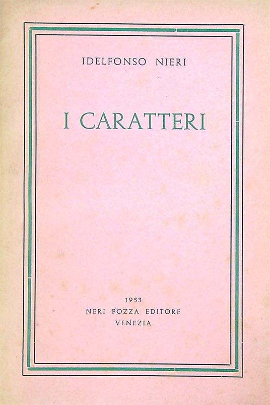 I caratteri - Idelfonso Nieri - copertina