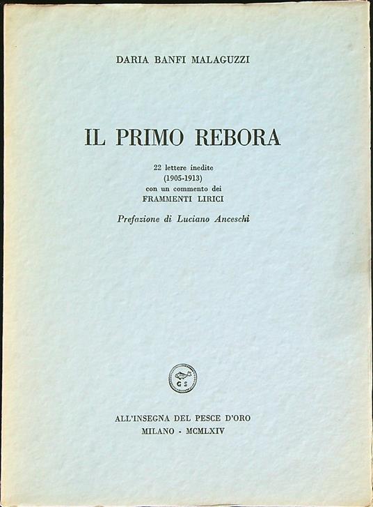 Il Primo rebora - Daria Malaguzzi - copertina