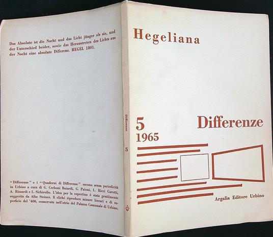 Differenze 5/ 1965 Hegeliana - copertina